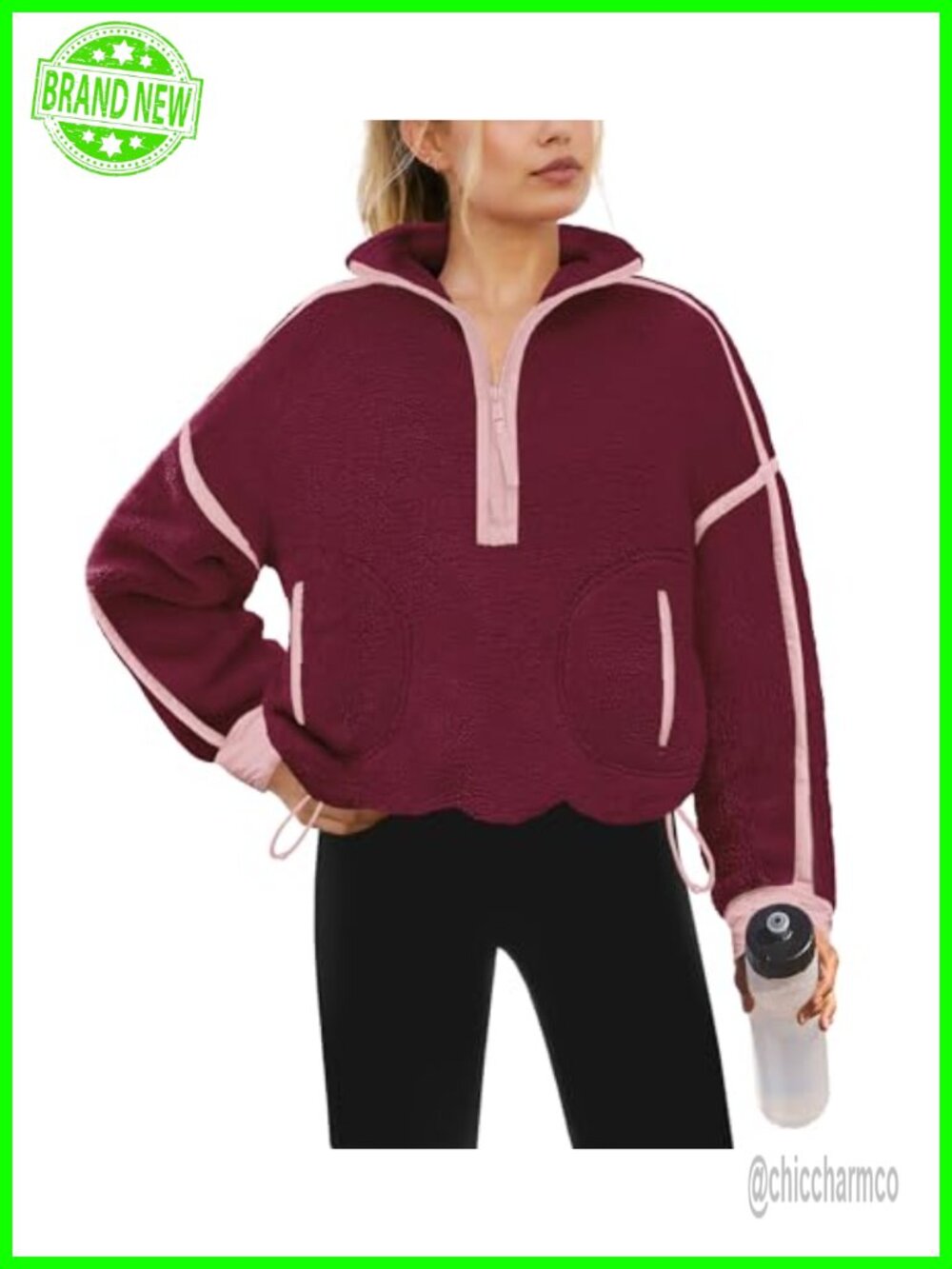 Sherpa Fleece Quarter Zip Pullover Oversized Sweatshirt